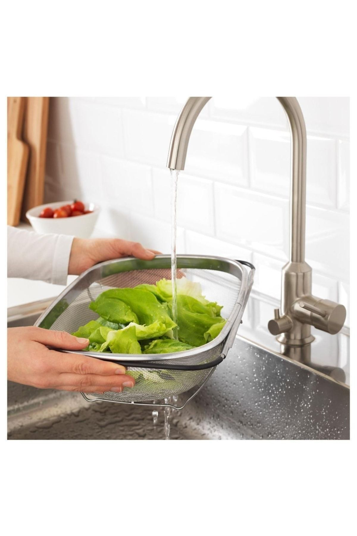 İkea İdealısk Süzgeç, Paslanmaz Çelik, Ayarlanabilir Kulplu