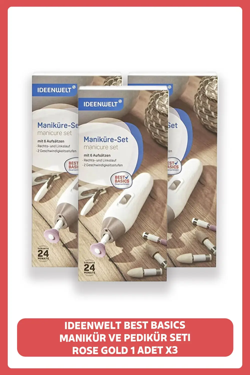 Ideenwelt Best Basic Manikur ve Pedikür Seti Rose Gold 1 Adet X3
