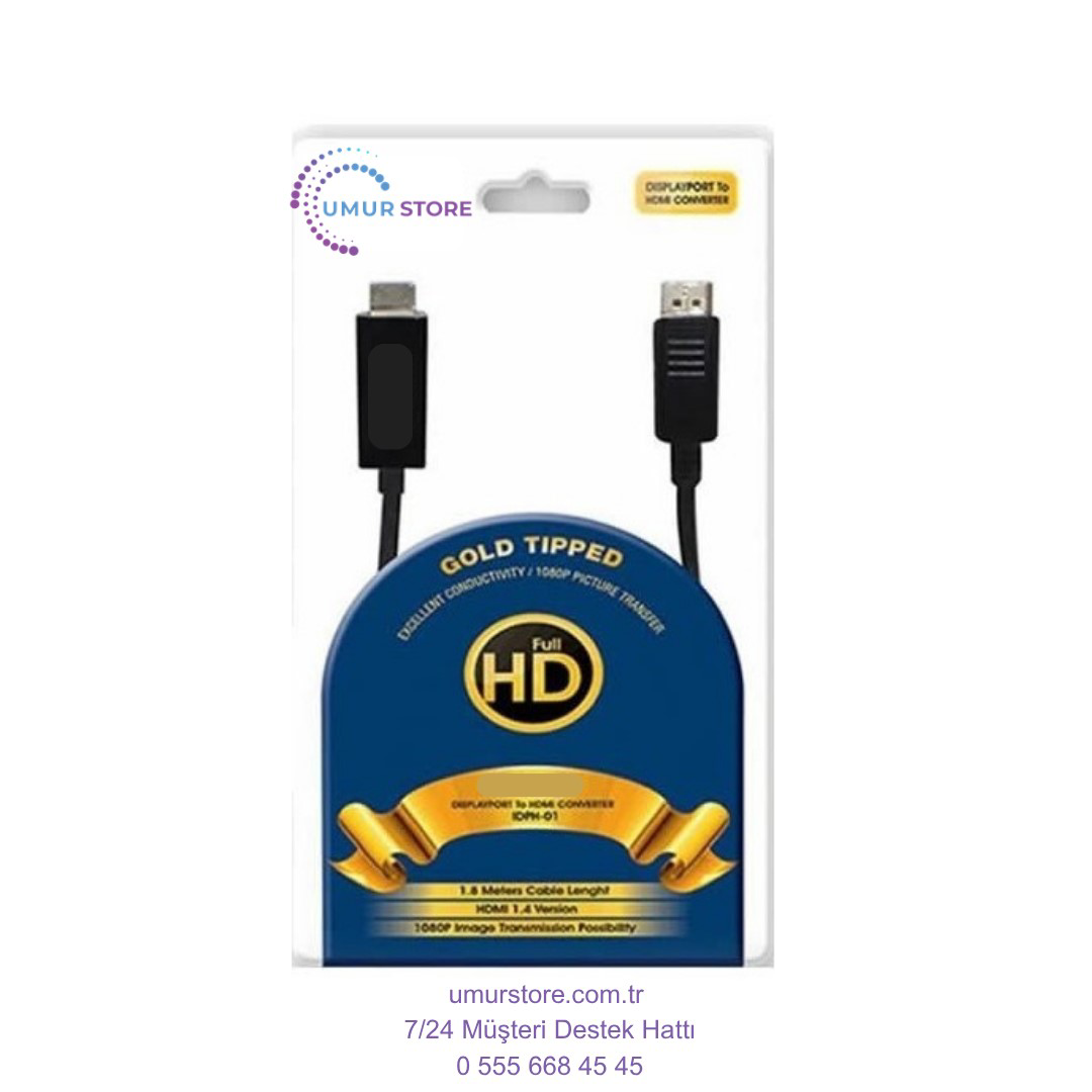 Herz İdph-18T Displayport To Hdmi Kablo 1.8Mt
