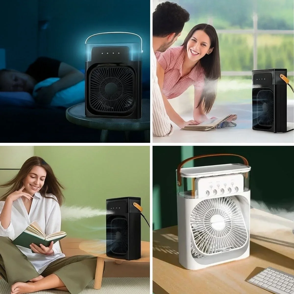 ieg™ Taşınabilir 3 Farklı Mod Ayarlı 7 Farklı Led Işıklı Sulu Soğutmalı Taşınabilir Masaüstü USB Fan Vantilatör