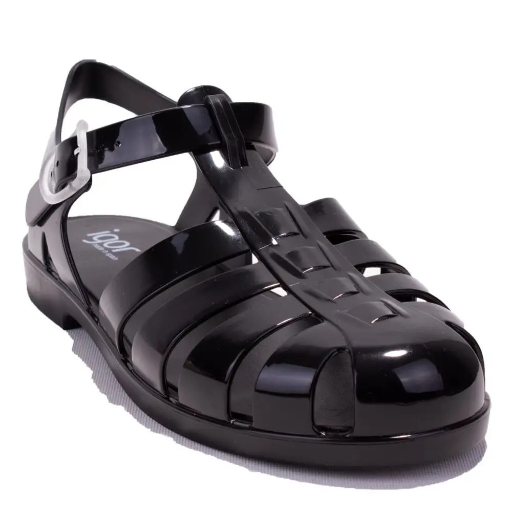 Igor S10258 Bıarrıtz Siyah Ortopedik Günlük Kadın Sandalet