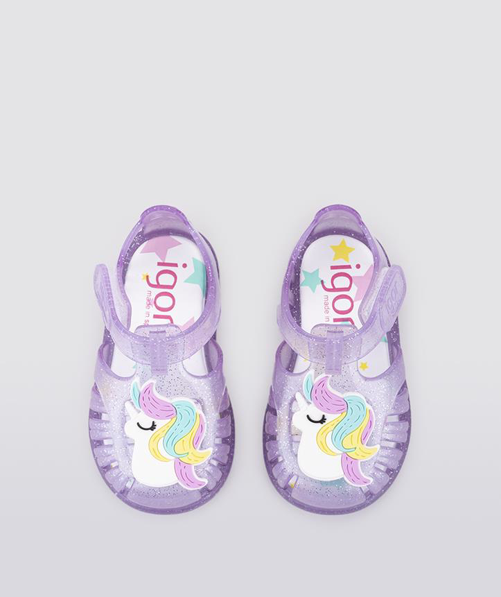 İgor  Tobby Unicorn Kiz Çocuk Simli Lila Sandalet S10309-212