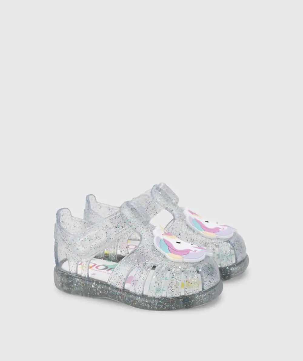 IGOR Tobby Unicornio Transparente Multi Glitter Çocuk Sandalet S1