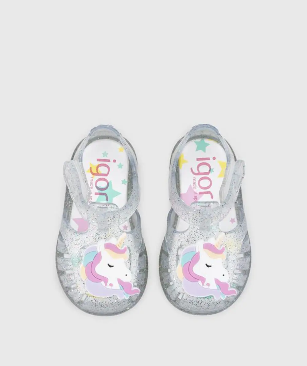IGOR Tobby Unicornio Transparente Multi Glitter Çocuk Sandalet S1