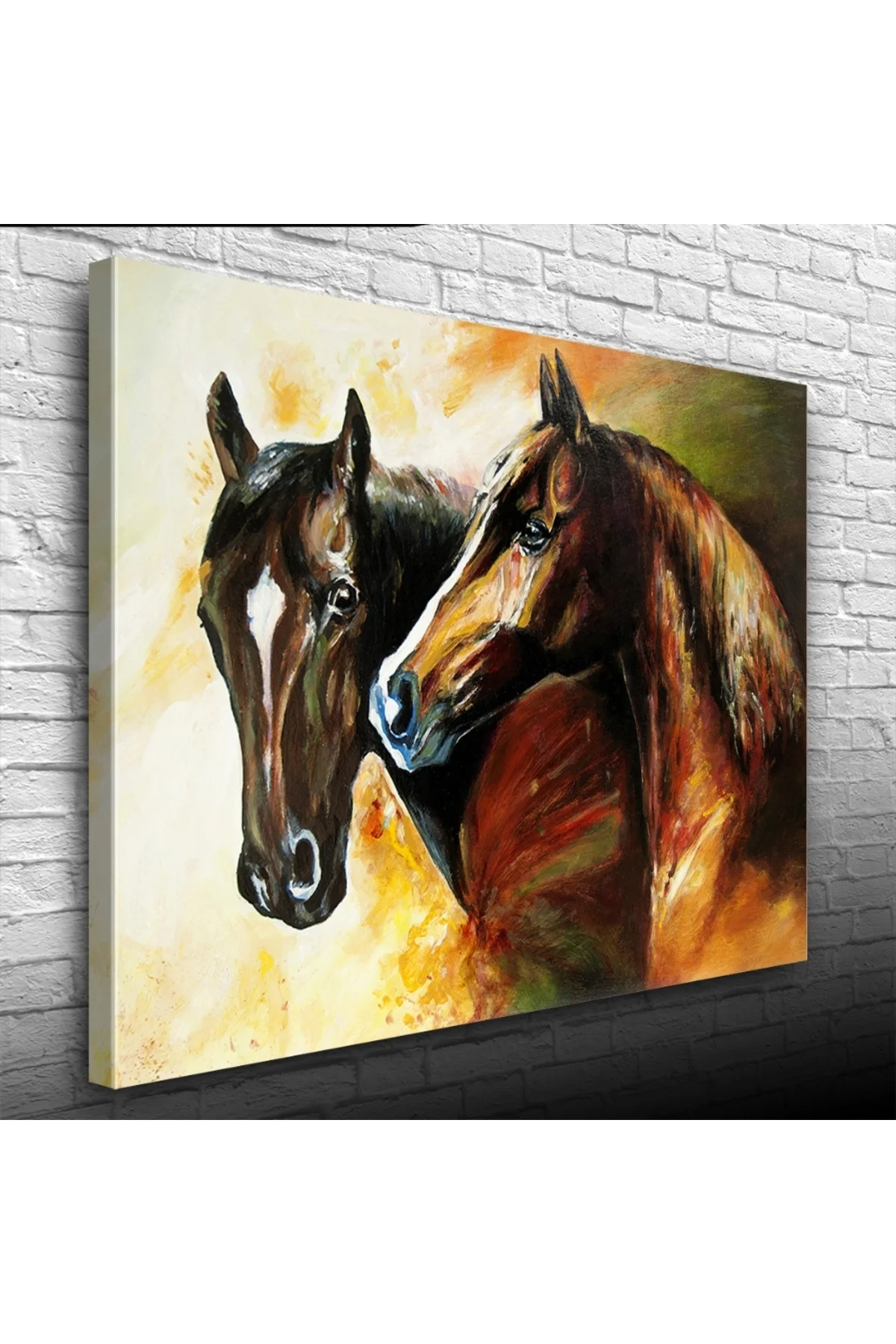 İki At Yağlıboya Kanvas Tablo 50 x 70