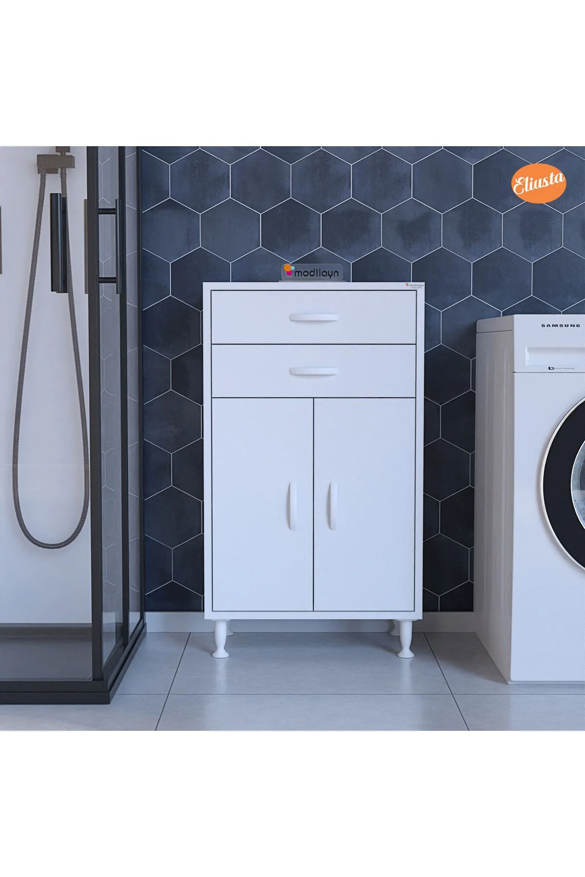 İki Çekmeceli İki Kapaklı Çok Amaçlı Dolap Mutfak Dolabı Banyo Do