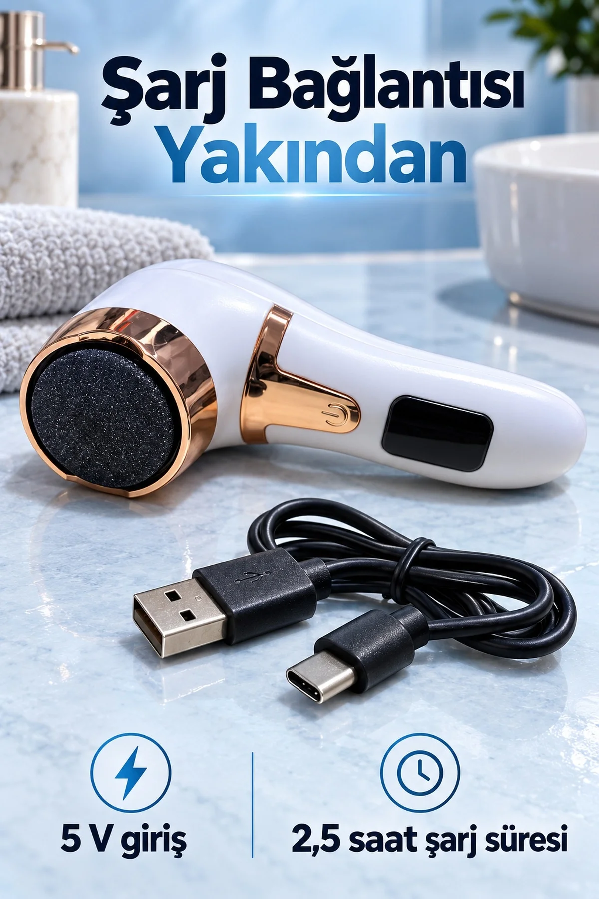 İki Hız Ayarlı Şarjlı Elektrikli Ayak Törpüsü İki Hız Ayarlı Şarjlı Elektrikli Ayak Törpüsü - Görsel 5