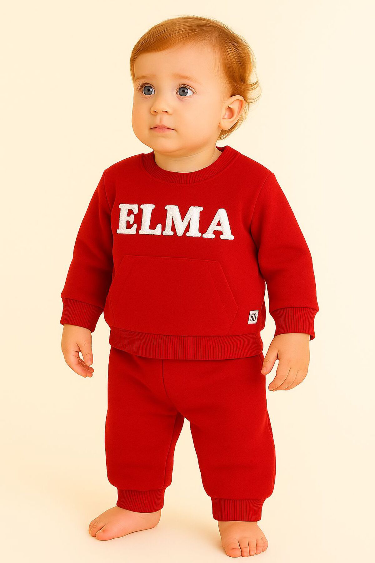 Oz Baby İki İp Süzene Elma Yazılı Kışlık Unisex %100 Pamuklu Bebek Takım