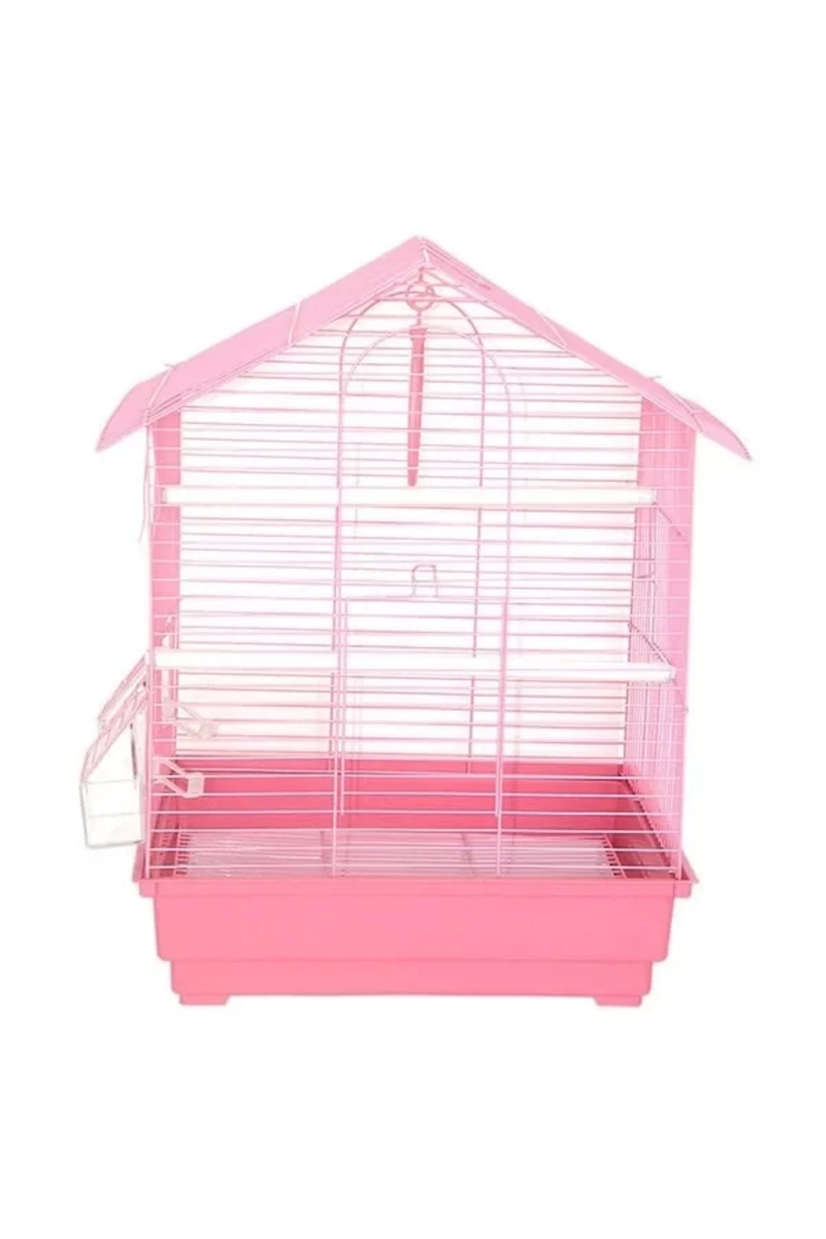 Dayang İki Kapılı Çatılı Muhabbet Kuşu Kafesi Pembe 35X28x46 Cm