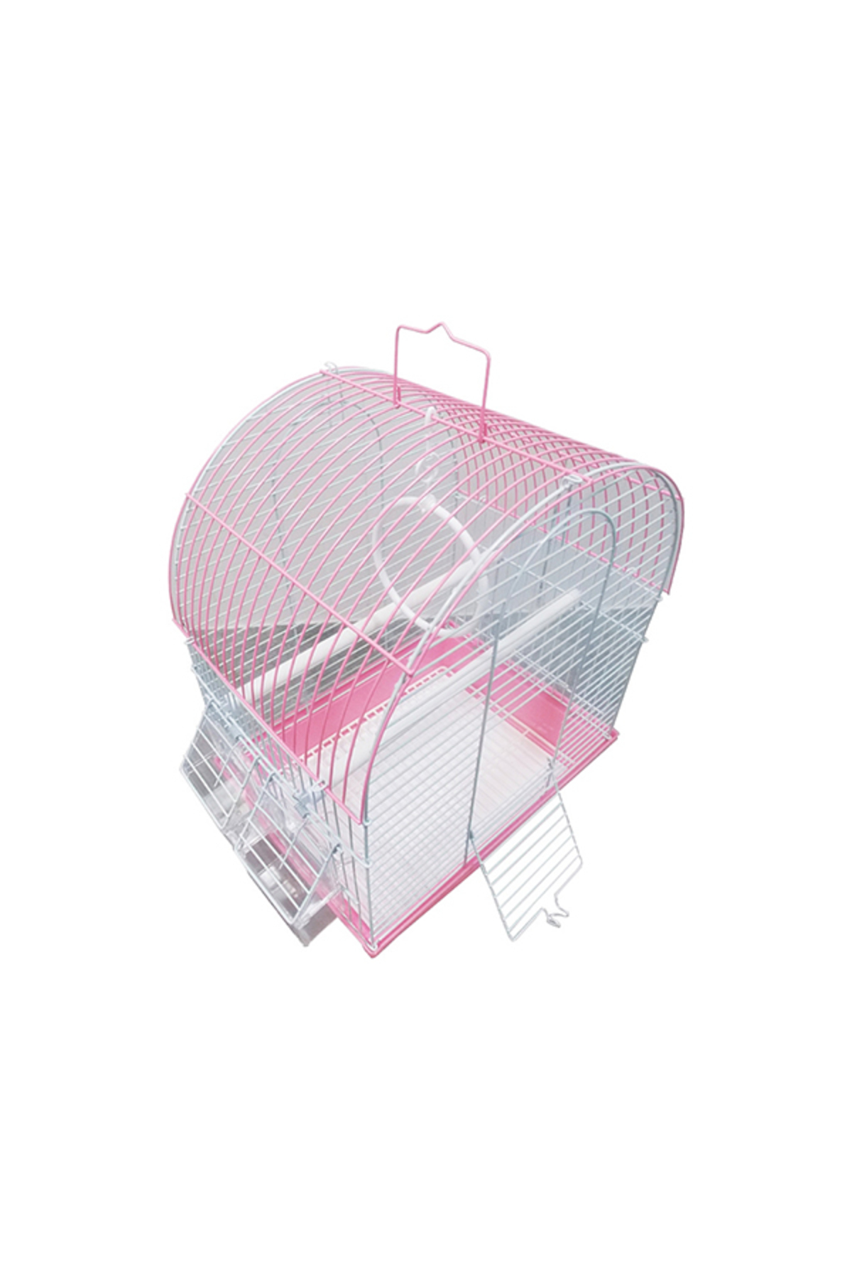 Dayang İki Kapılı Davul Muhabbet Kuş Kafesi Pembe 30X23x40 Cm