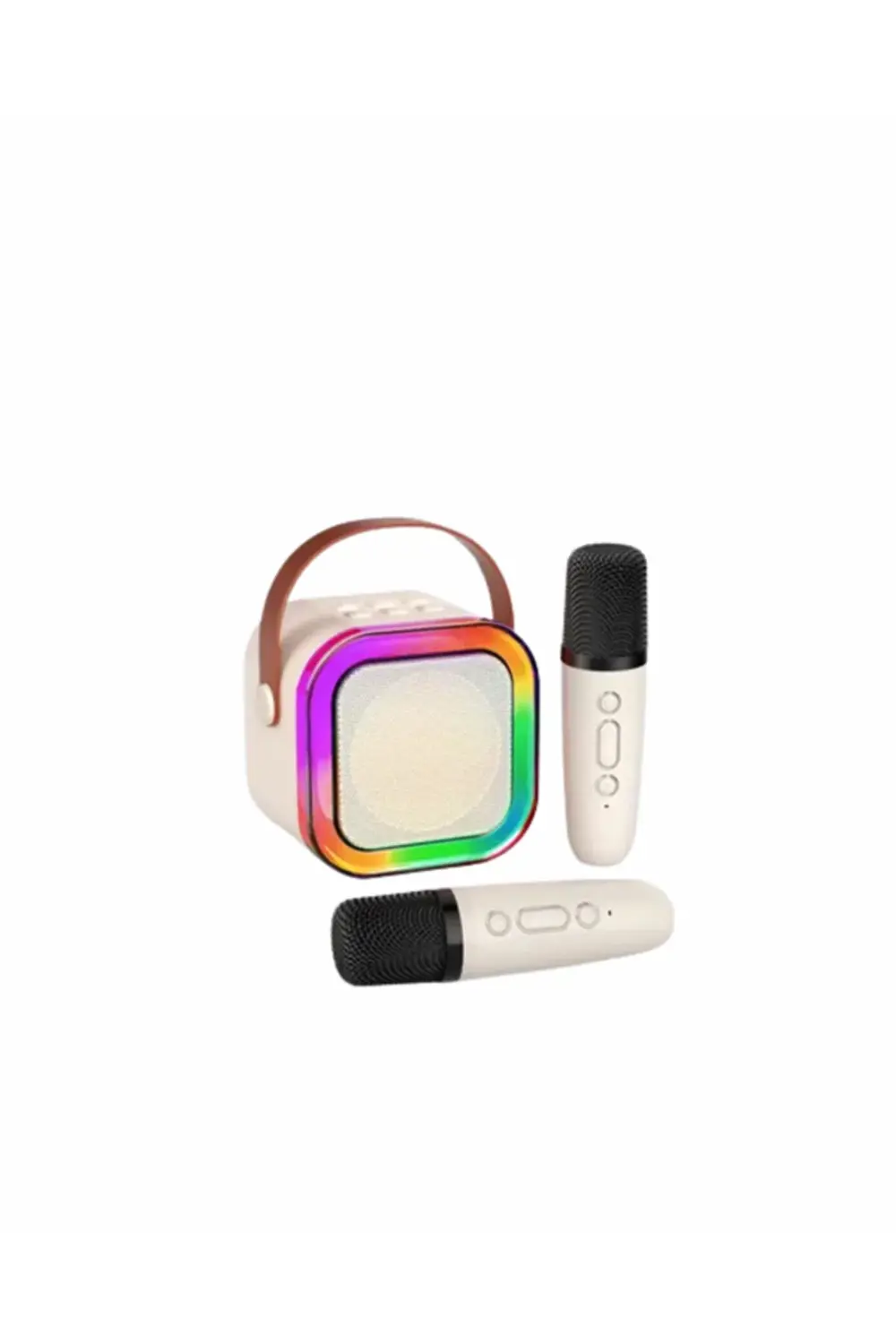 İki Mikrofonlu Renkli LED Işıklı Karaoke Cihazı