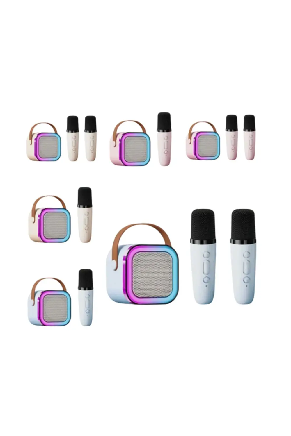 İki Mikrofonlu Renkli LED Işıklı Karaoke Cihazı