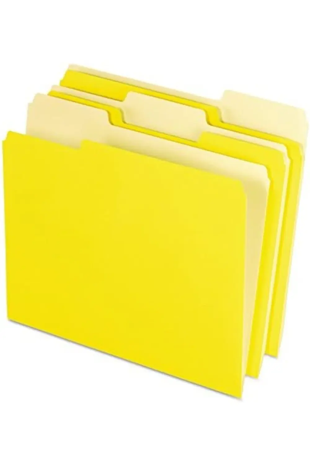 İki renkli dosya klasörü, mektup boyutu, sarı, 1/3 kesim, kutu ba