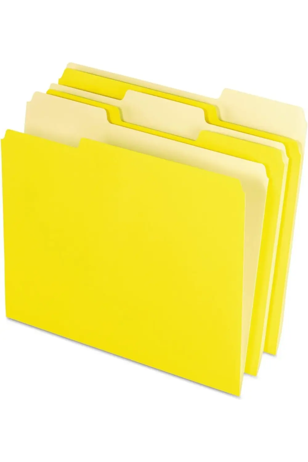 İki renkli dosya klasörü, mektup boyutu, sarı, 1/3 kesim, kutu ba