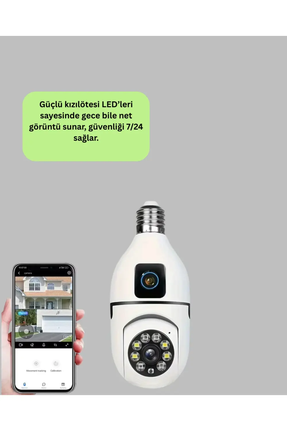 İki Yönlü Sesli WiFi Kamera – Ampul Tipi Ev ve Ofis Güvenlik Kame