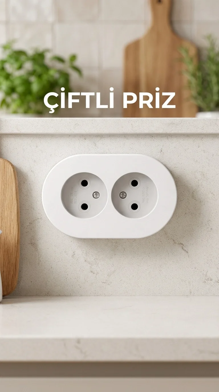 İkili Beyaz Topraklı Sıva Üstü Priz - Modern Elektrik Çiftli Priz