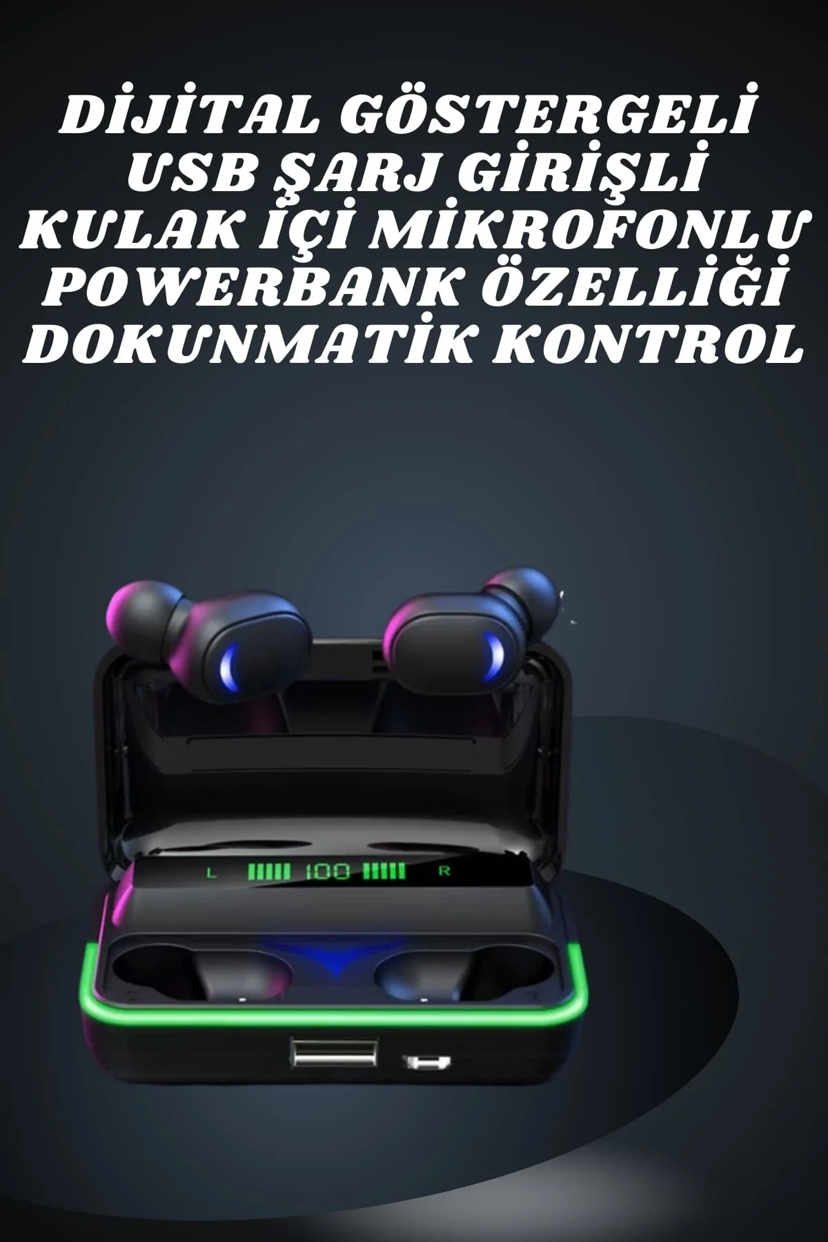 İkili Bluetooth Kulaklık Dijital Göstergeli Uzun Pil Ömrü Yüksek 