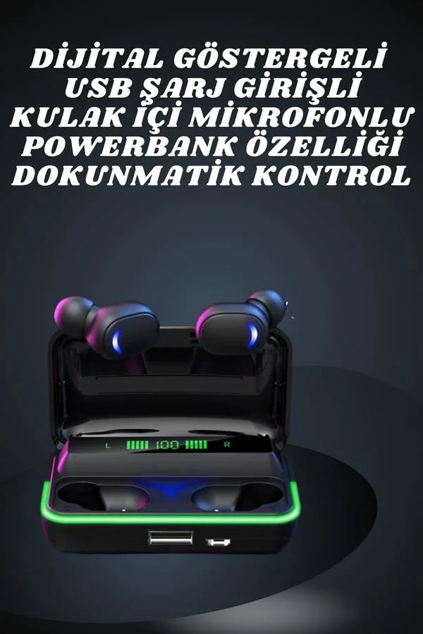 İkili Bluetooth Kulaklık Dijital Göstergeli Uzun Pil Ömrü Yüksek Ses Kaliteli Yeni Nesil