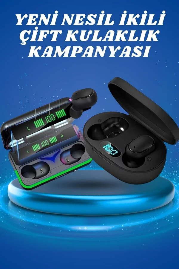 İkili Bluetooth Kulaklık - Uzun Pil Ömrü, 3 Saat Kesintisiz Kullanım, IPX4 Suya Dayanıklı