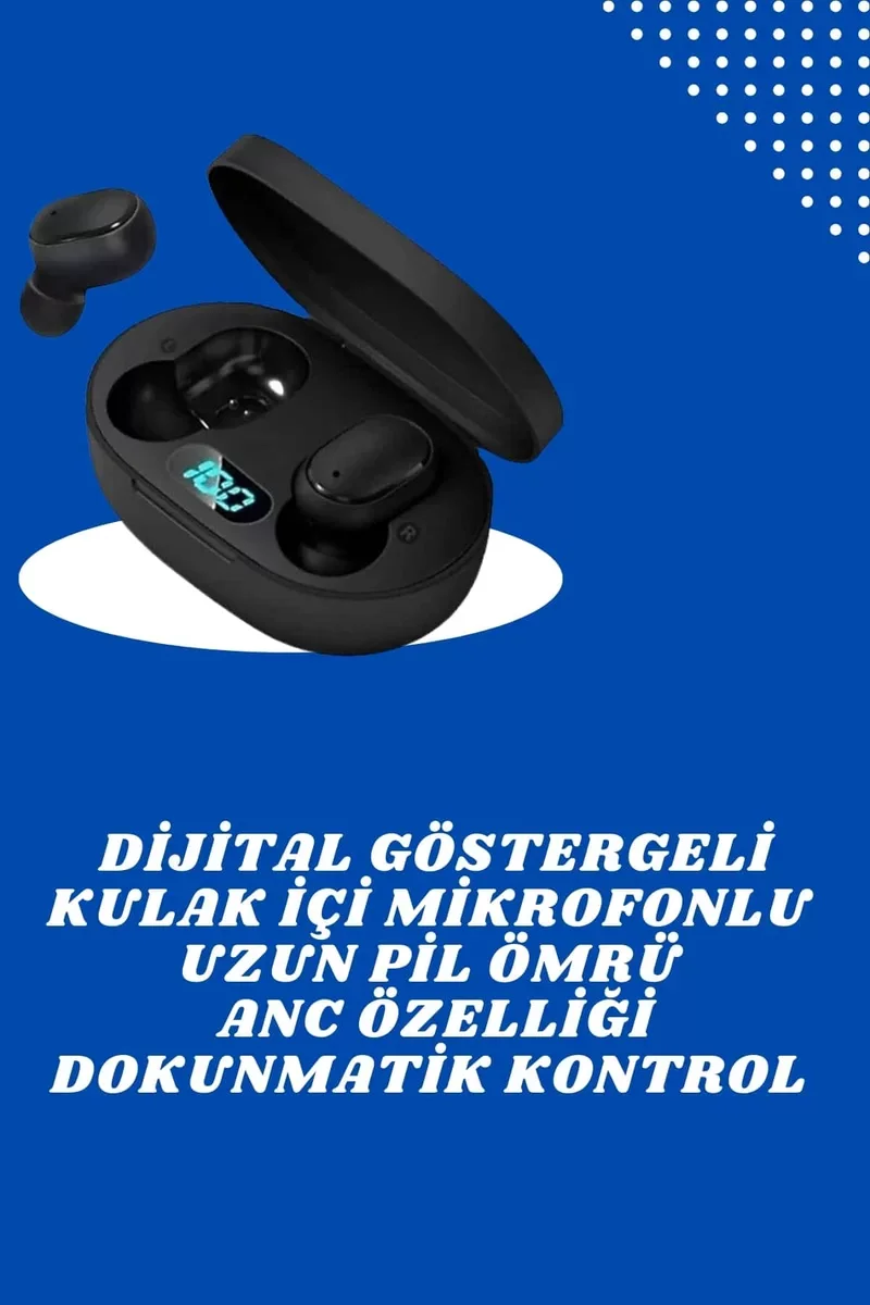 İkili Bluetooth Kulaklık Dijital Göstergeli Uzun Pil Ömrü Yüksek Ses Kalitesi - Siyah