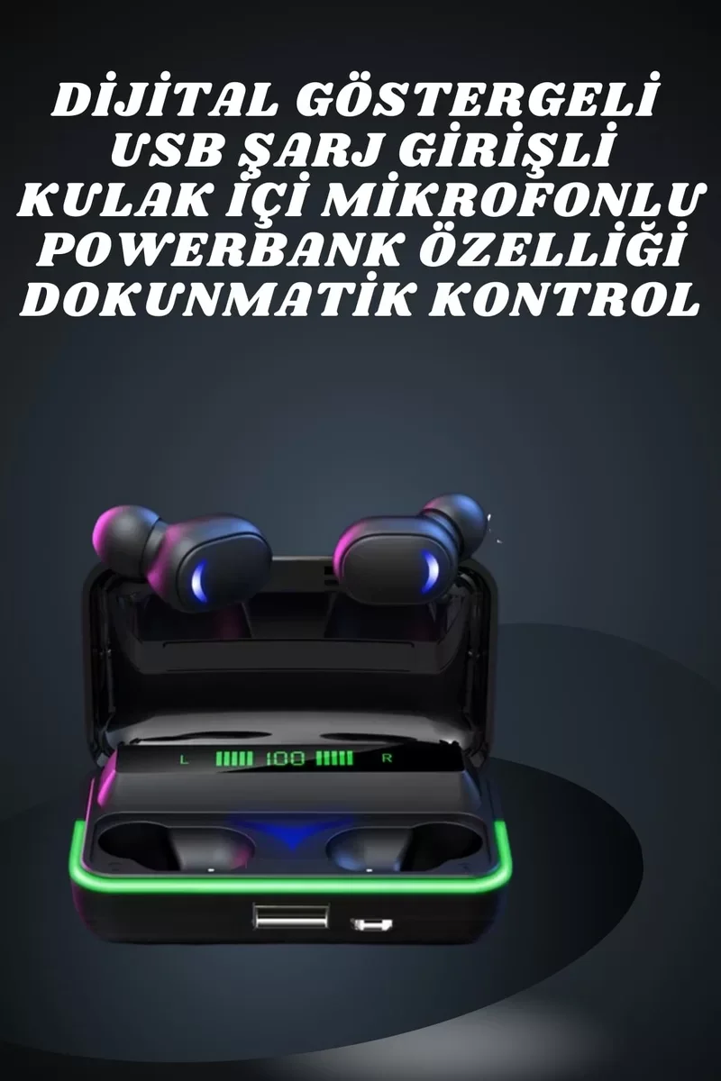 İkili Bluetooth Kulaklık Dijital Göstergeli Uzun Pil Ömrü Yüksek 