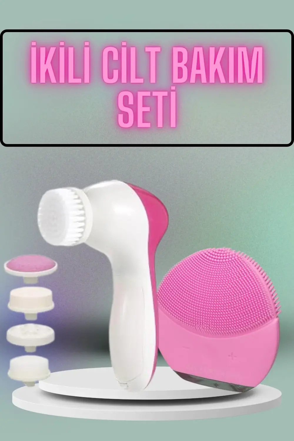 İkili Cilt Bakım Seti 5 Başlıklı Yüz Temizleme ve Masaj Aleti Can
