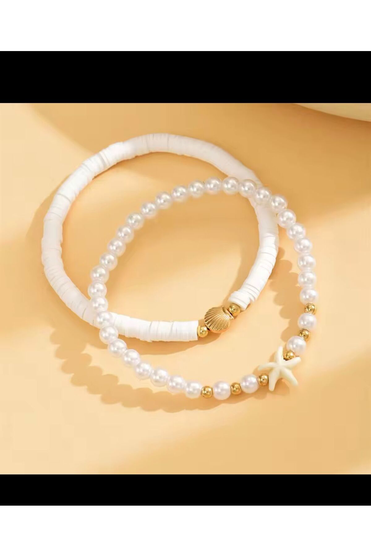 Arescollection İkili Deniz Kabuğu Deniz Yıldızı Ve İncili Zarif Halhal