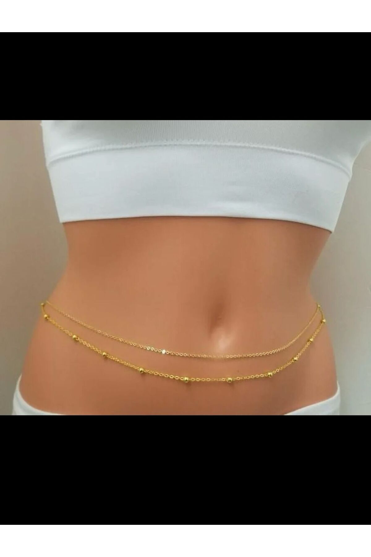 Arescollection İkili Dorika Gold Kaplama Bel Zinciri