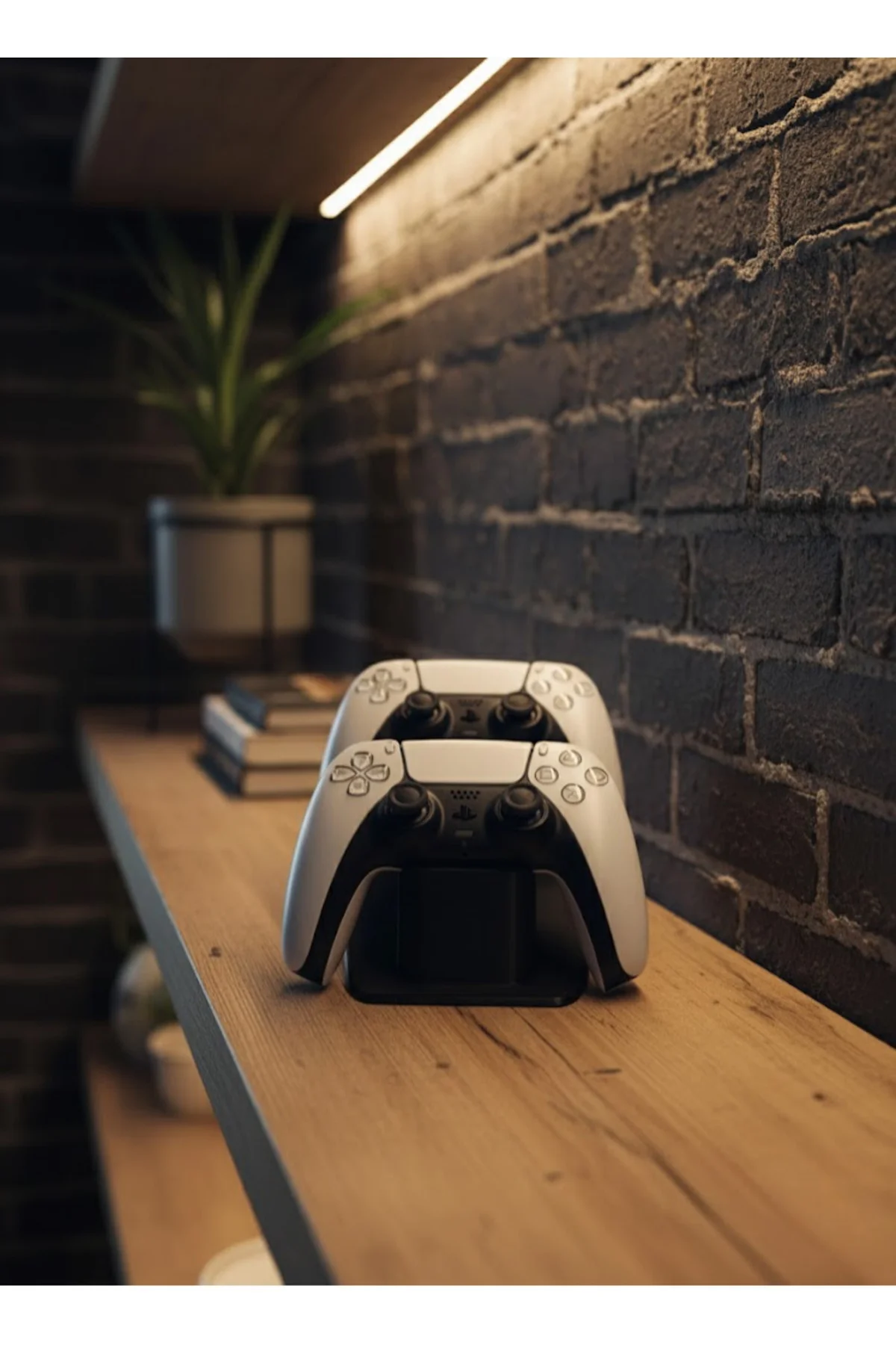 İkili Gamepad Tutucu Siyah 7X18 Cm Masa Ve Raf Düzeni