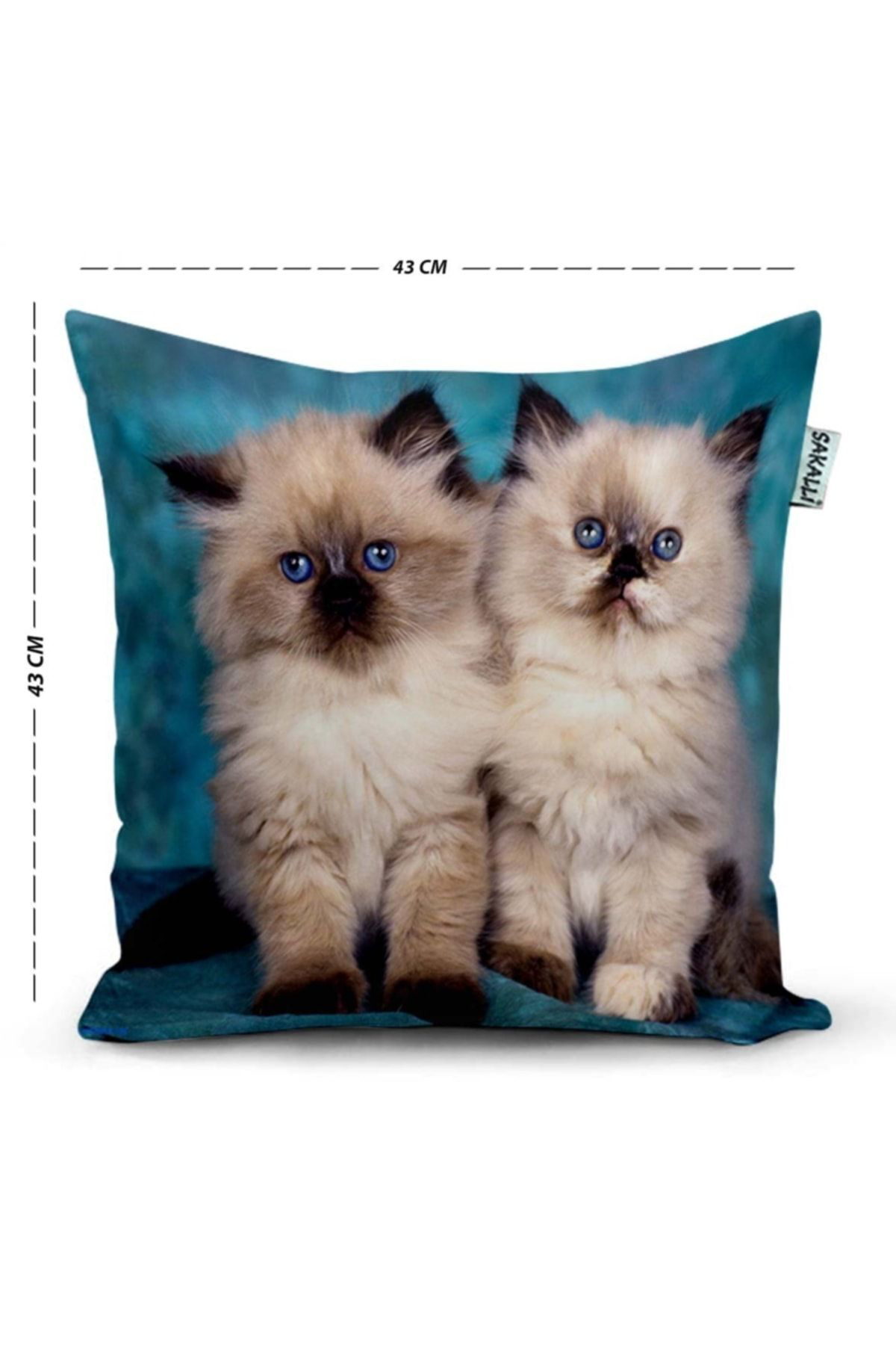 Ikili Kedi Desenli 3d Baskılı Dekoratif Kırlent Kılıfı