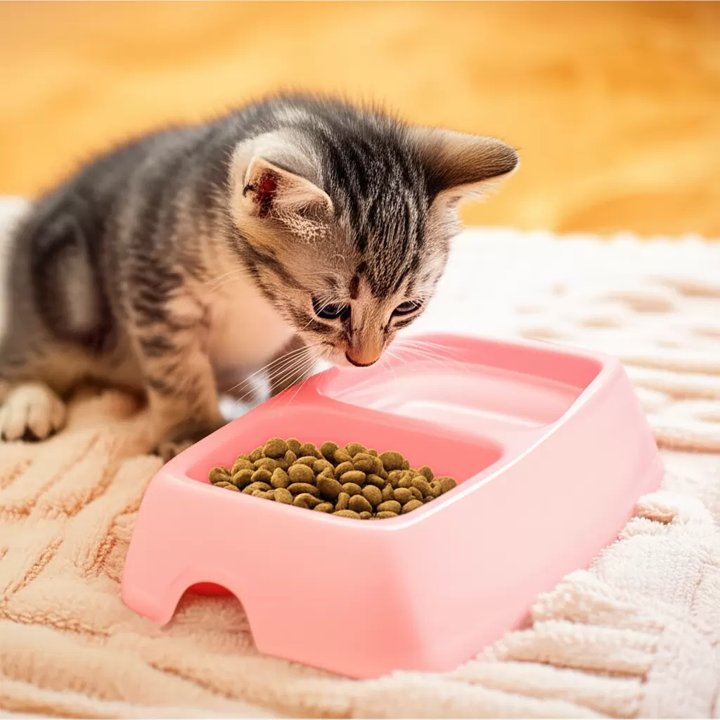 İkili Kedi Köpek Mama Kabı Pratik Beslenme Seti Ayrı Bölmeli 30.5