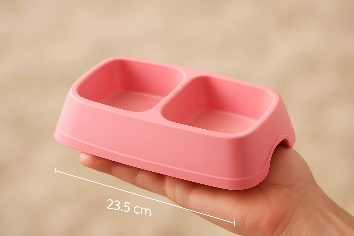 İkili Kedi Köpek Mama Kabı Pratik Beslenme Seti Ayrı Bölmeli 30.5