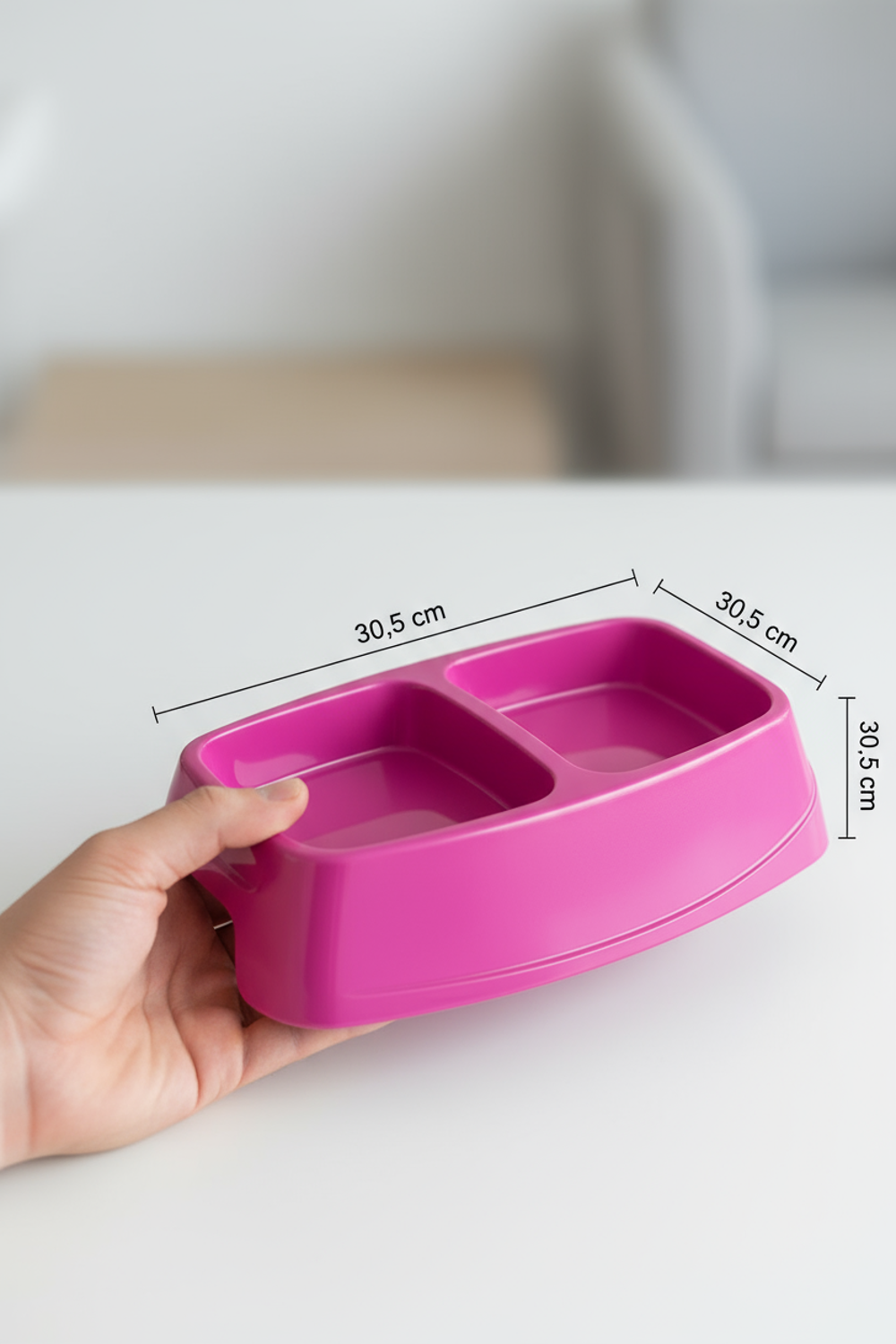 İkili Kedi Köpek Mama Kabı Pratik Beslenme Seti Ayrı Bölmeli 30.5