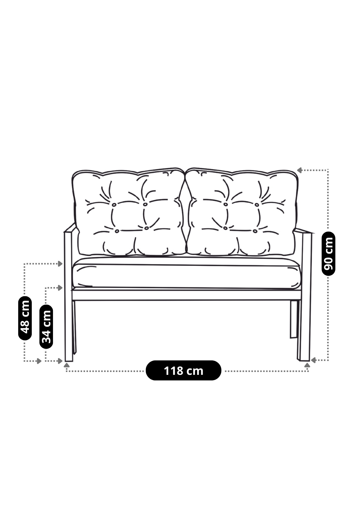 İkili Koltuk Bahçe Mobilyası Bahçe Takımı Metal Balkon Takımı Çay