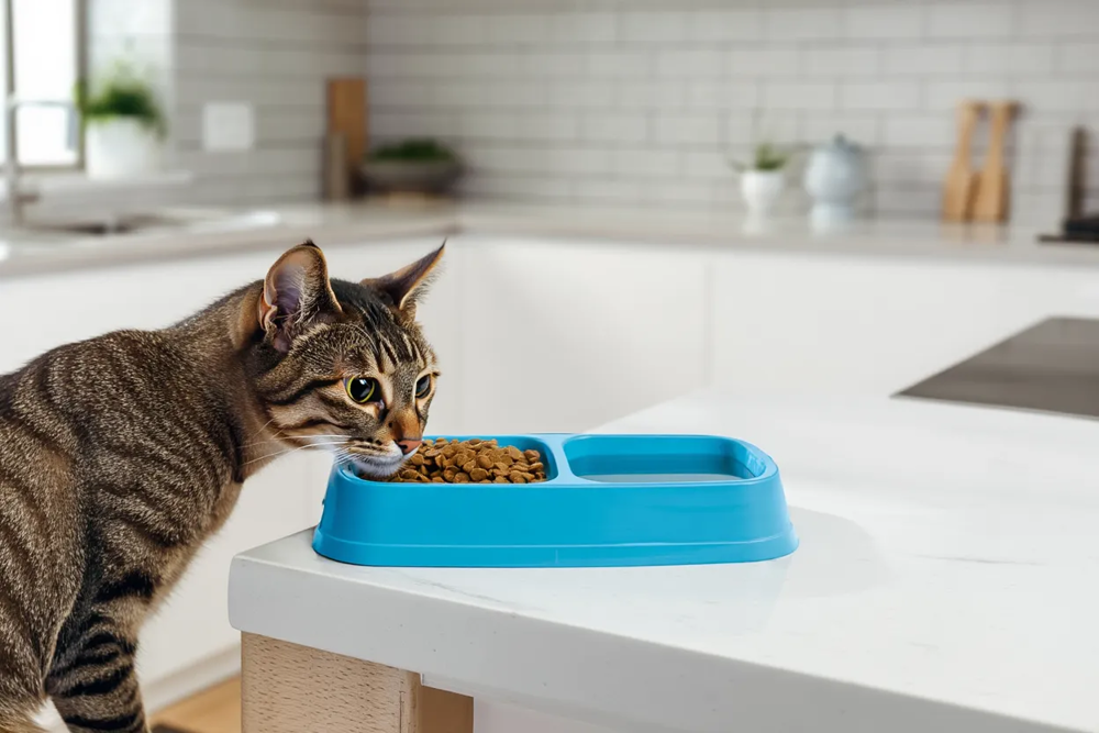 İkili Küçük Kedi Köpek Mama Kabı Ayrı Bölmeli Tasarım Pratik Besl