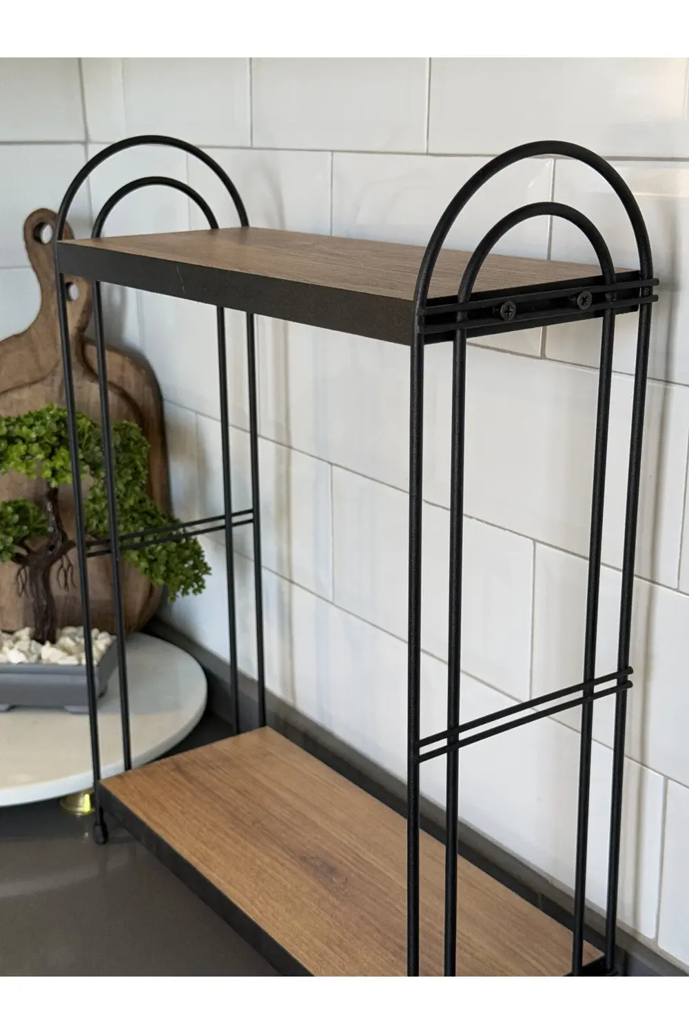 İKİLİ OVAL RAF Mutfak Raf ÇAM Tezgah Üstü Raf Kahve Köşesi Raf Ba