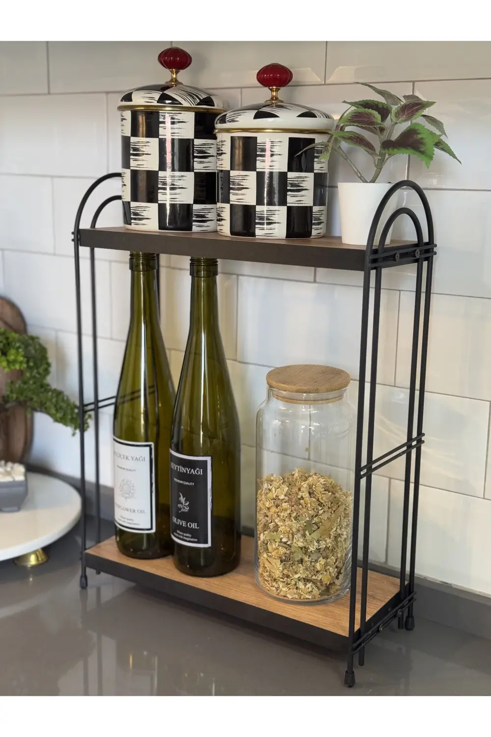 İKİLİ OVAL RAF Mutfak Raf ÇAM Tezgah Üstü Raf Kahve Köşesi Raf Ba