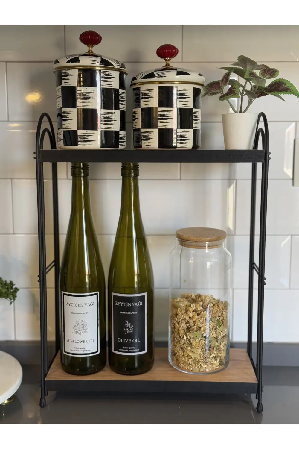 İKİLİ OVAL RAF Mutfak Raf ÇAM Tezgah Üstü Raf Kahve Köşesi Raf Ba