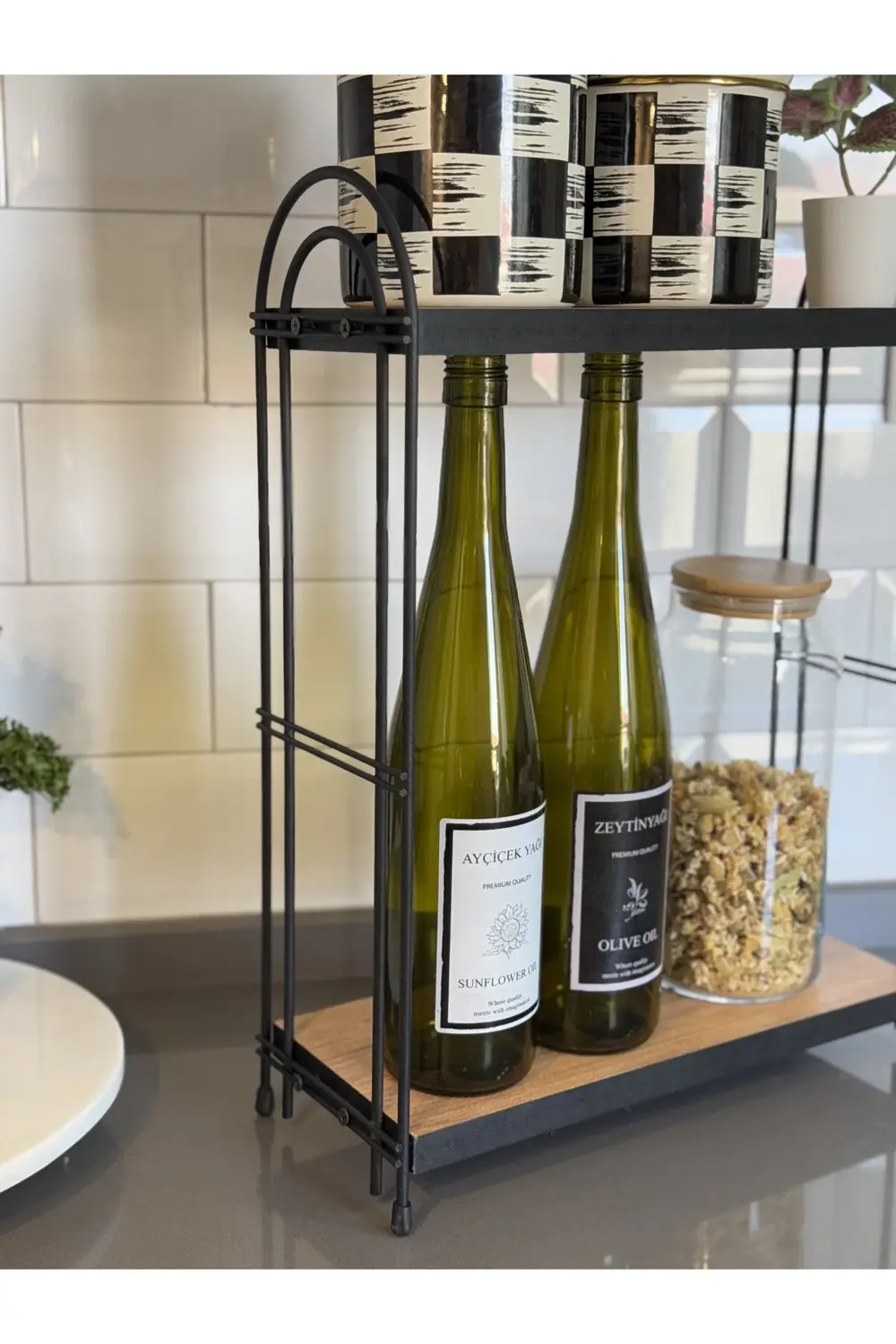 İKİLİ OVAL RAF Mutfak Raf ÇAM Tezgah Üstü Raf Kahve Köşesi Raf Ba