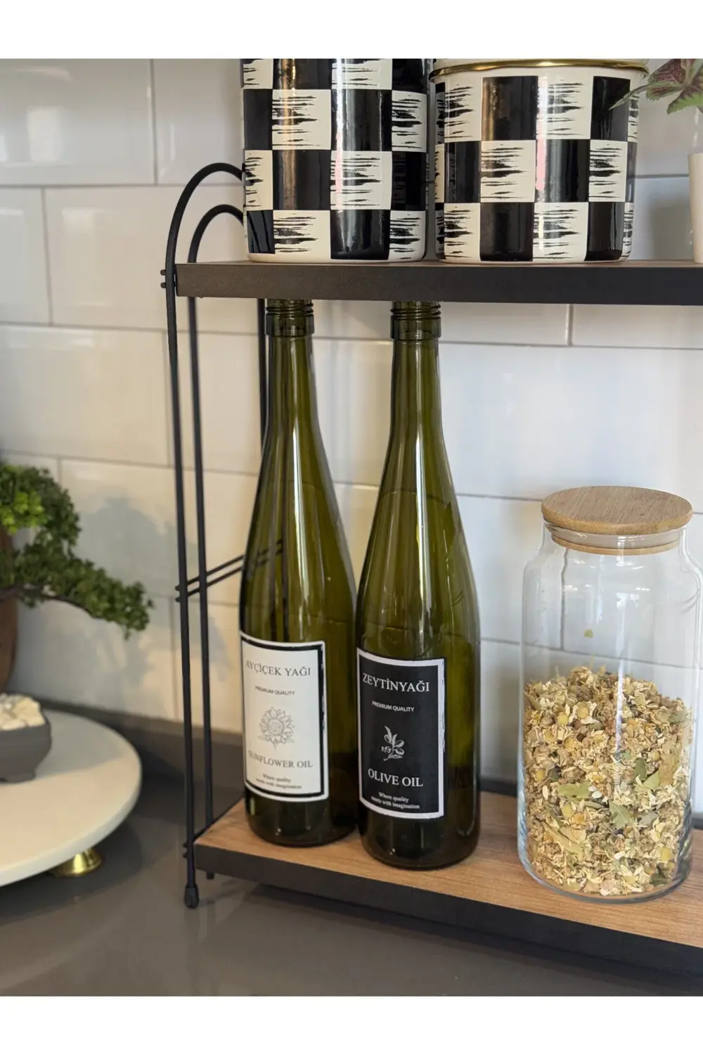 İKİLİ OVAL RAF Mutfak Raf ÇAM Tezgah Üstü Raf Kahve Köşesi Raf Ba