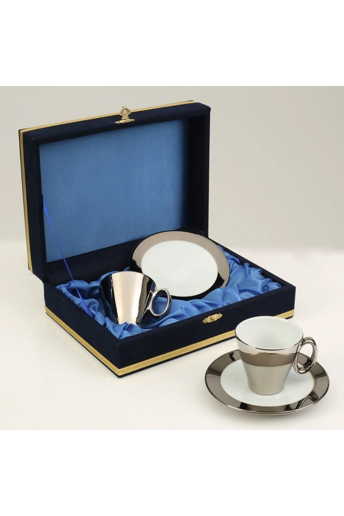 Vitale İkili Platin Kaplama Kahve Fincanı (Özel Kutusunda)