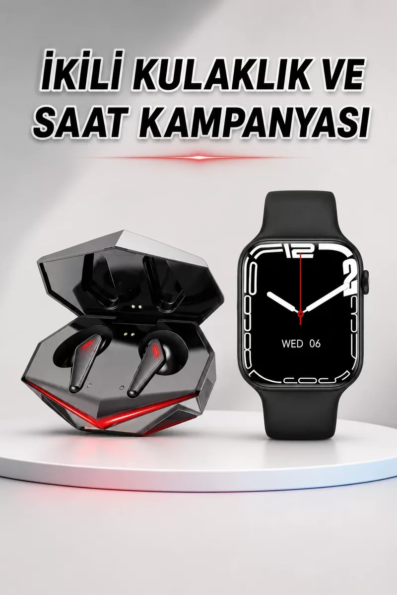 İkili Set Dev Kampanya Ucuz Kulaklık Ucuz Akıllı Saat Gürültü Önleyici Uzun Pil Ömrü