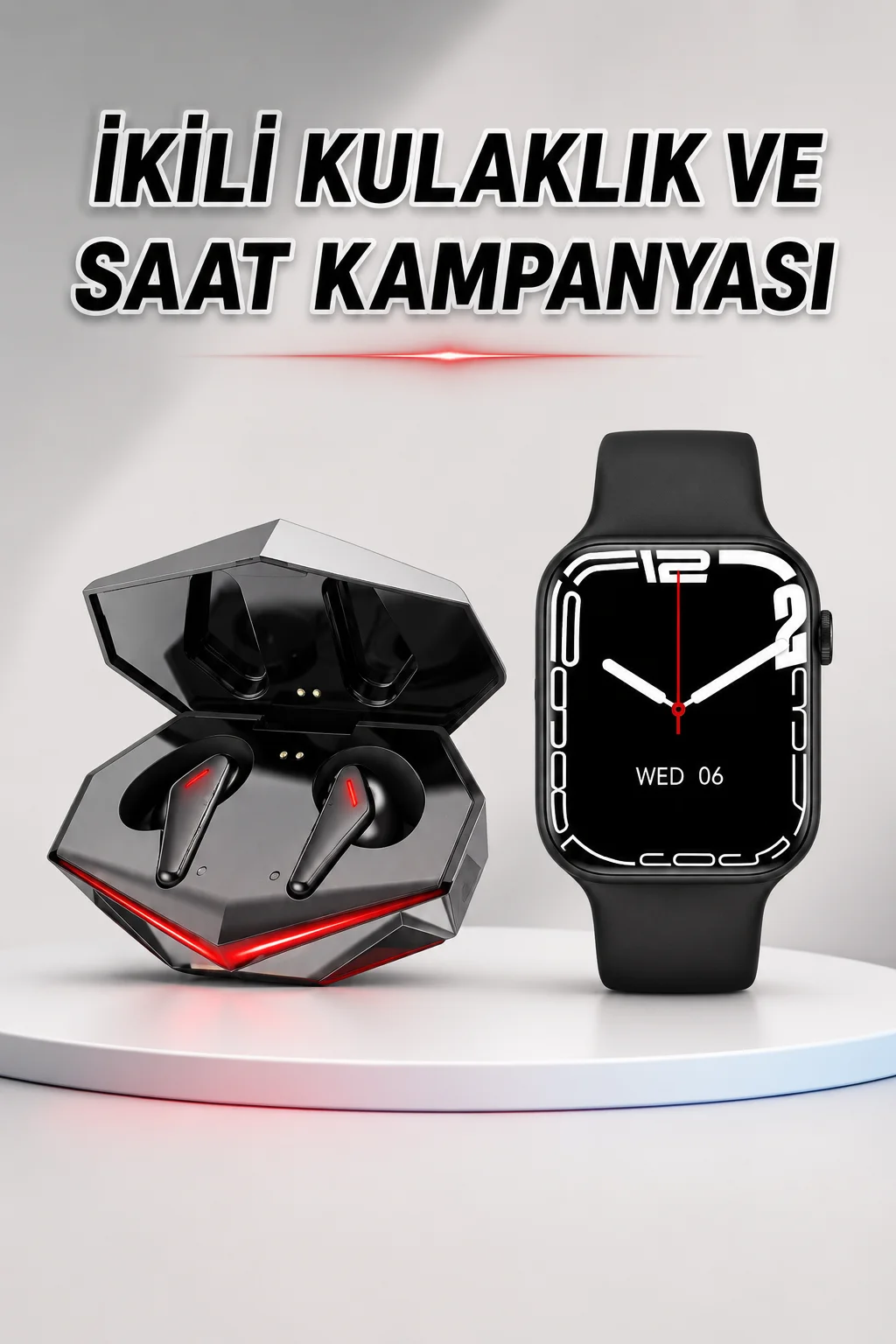 İkili Set Dev Kampanya Ucuz Kulaklık Ucuz Akıllı Saat Gürültü Önleyici Uzun Pil Ömrü