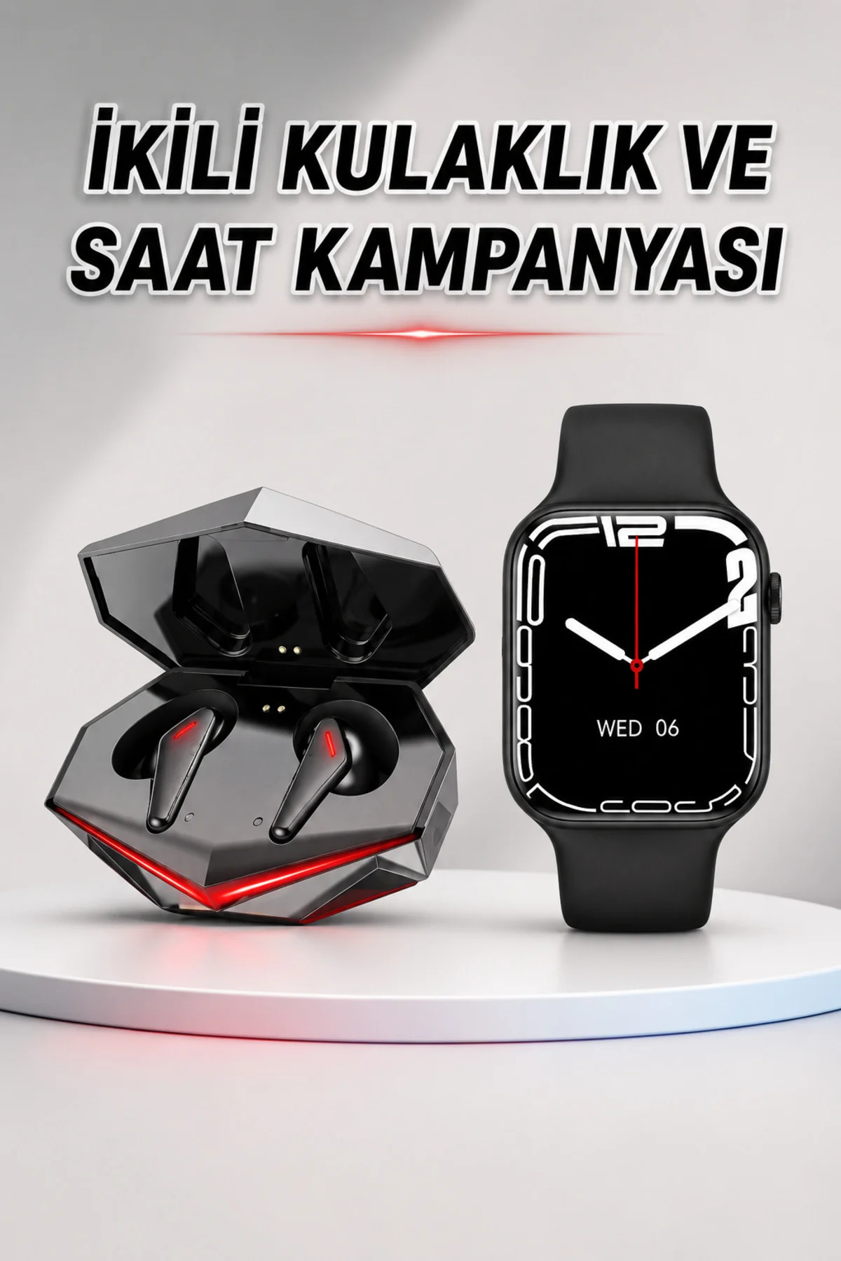 İkili Set Dev Ucuz Kulaklık Ucuz Akıllı Saat Gürültü Önleyici Uzun Pil Ömrü
