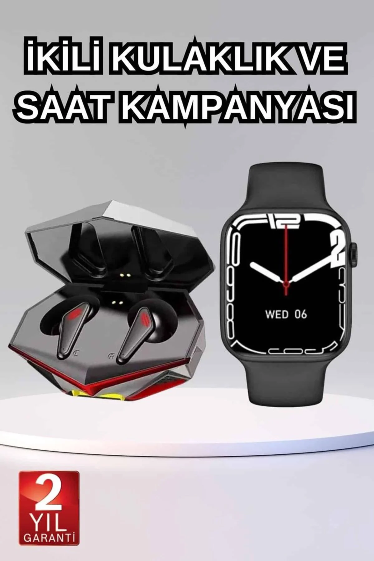 İkili Set Dev Ucuz Kulaklık Ucuz Akıllı Saat Gürültü Önleyici Uzun Pil Ömrü