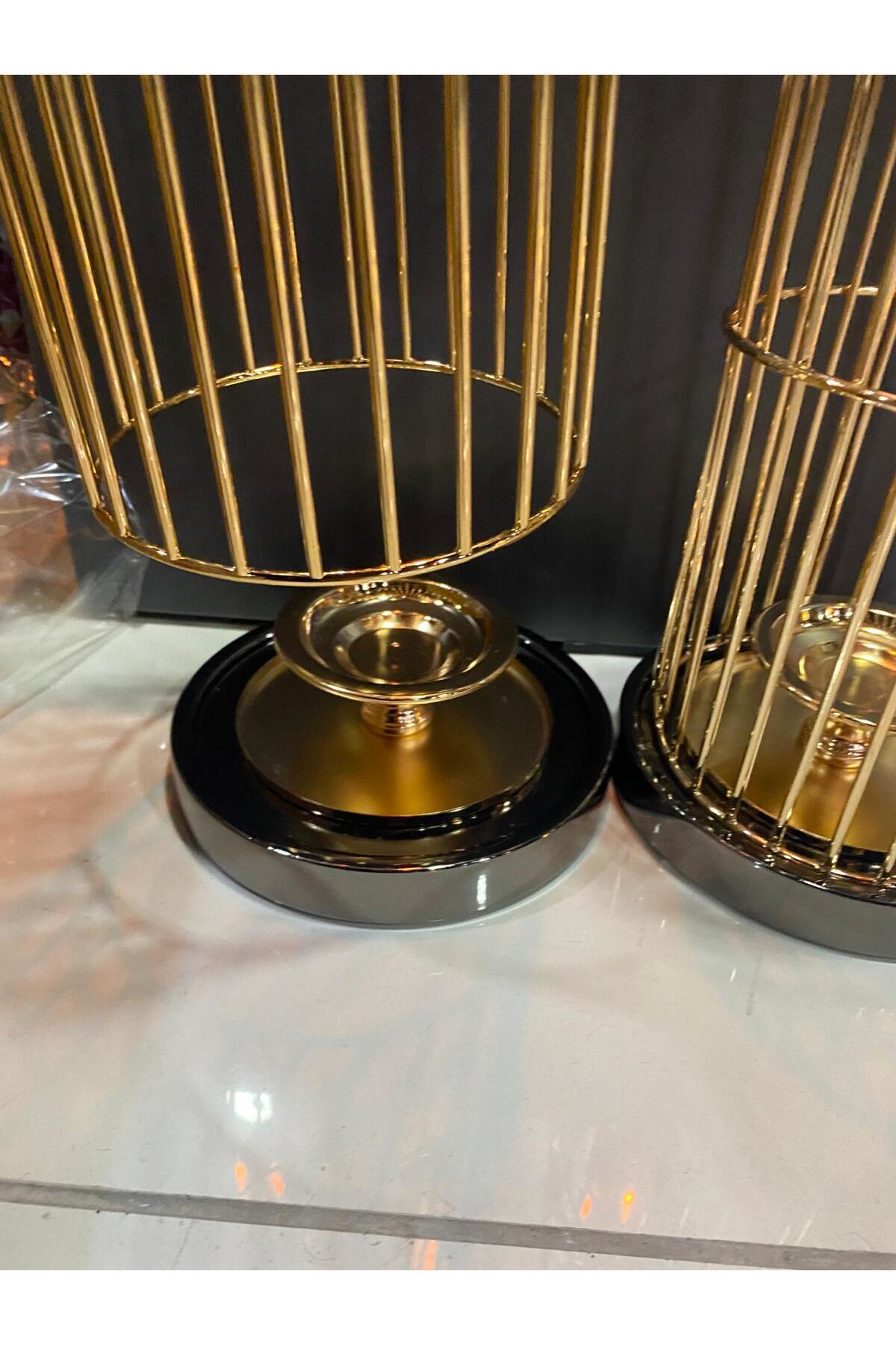 Elif Aksesuar İkili Set Milano Metal Kafes Mumluk 44*16-51*16Cm