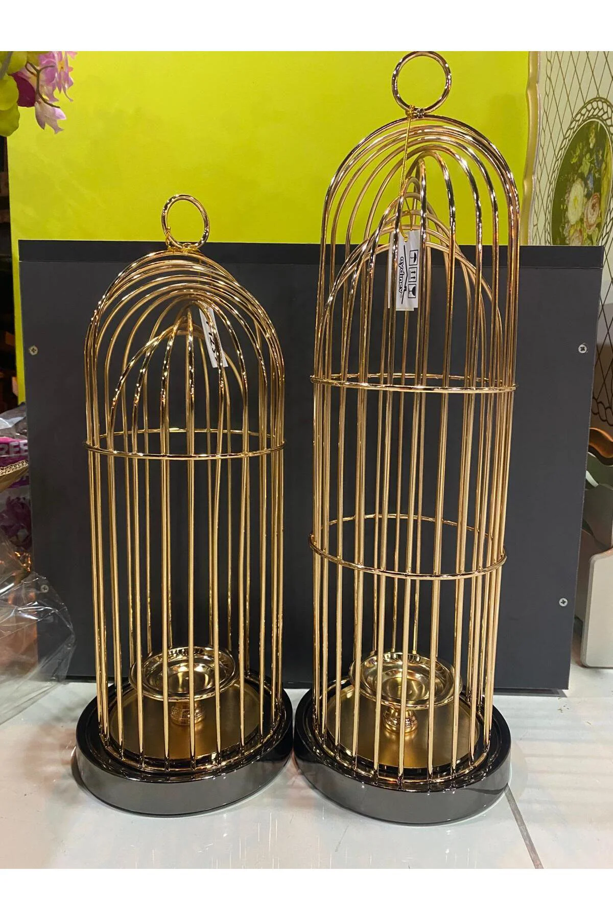 İkili Set Milano Metal Kafes Mumluk 44*16-51*16CM