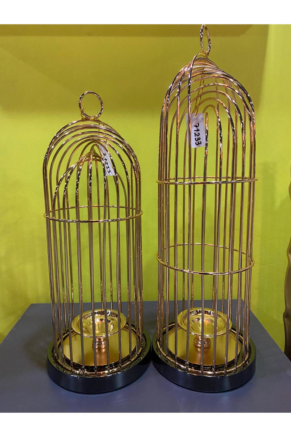 Elif Aksesuar İkili Set Milano Metal Kafes Mumluk 44*16-51*16Cm