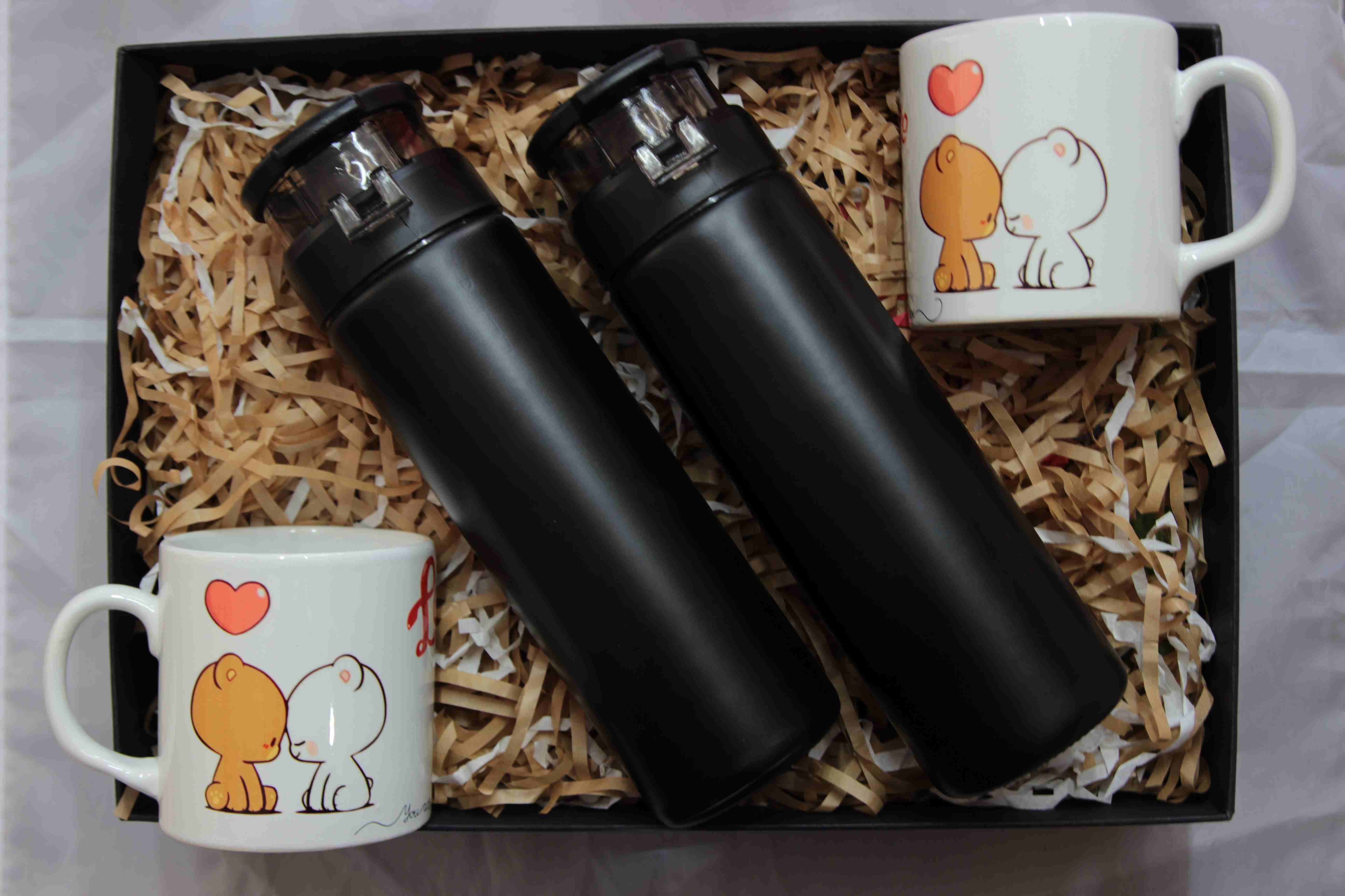Home İkili Siyah Termos Ve Dudu Budu Kupa Bardak Sevgiliye Özel Hediye