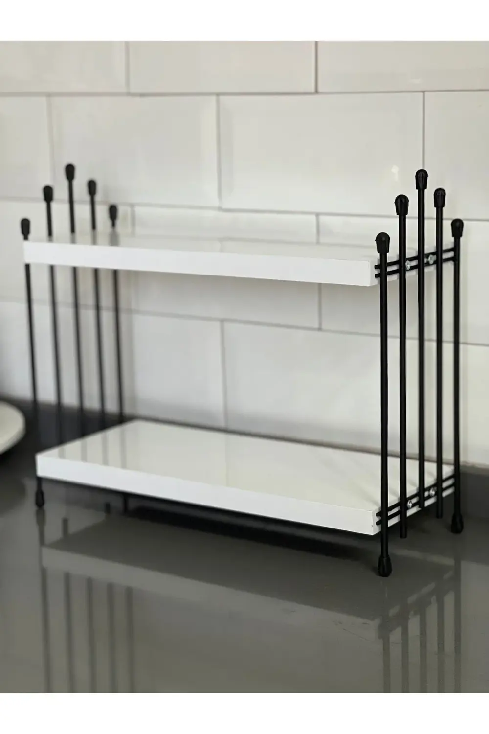 İKİLİ TEL RAF Mutfak Raf BEYAZ Tezgah Üstü Raf Kahve Köşesi Raf B
